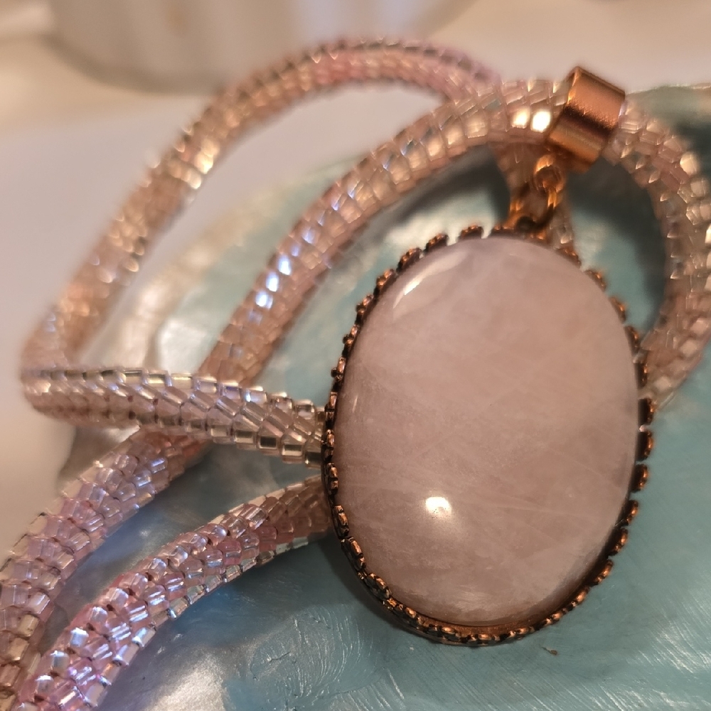 Rose Quartz And Rose Gold Pink Beaded Necklace